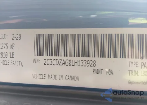 2020 Dodge Challenger Sxt z USA, uszkodzony, nr VIN 2C3CDZAG0LH13392